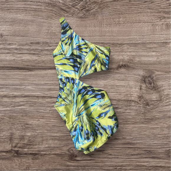 Ted Baker London Alfieea Lime/Blue Abstract Print Cutout Swimsuit US Size 2 - Picture 6 of 11